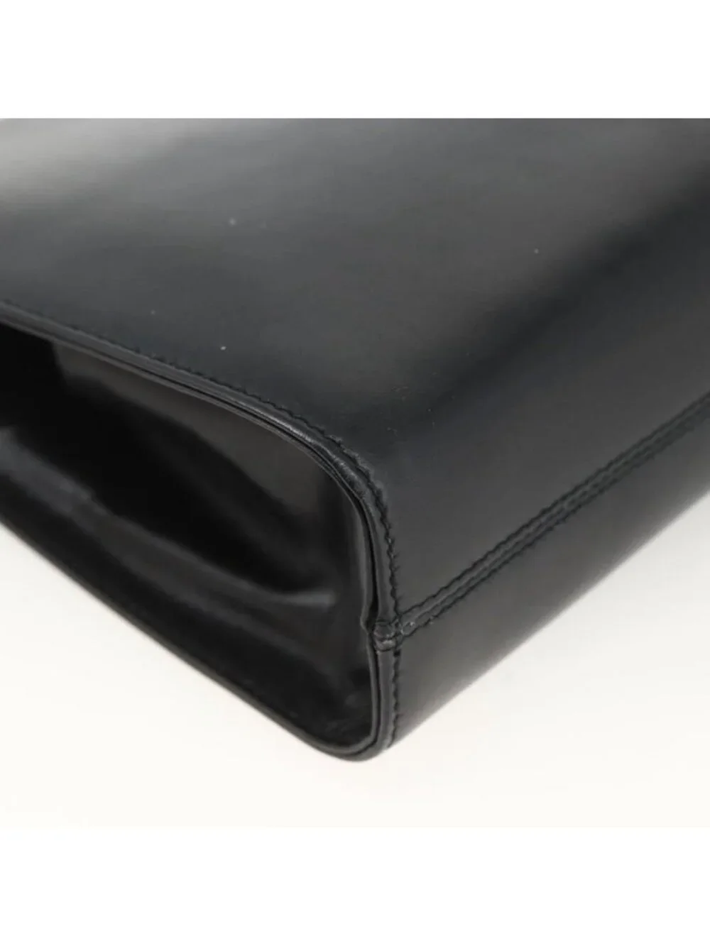 Authentic Salvatore Ferragamo Gancini Chain Shoulder Bag Leather Black Gold - Picture 8 of 16